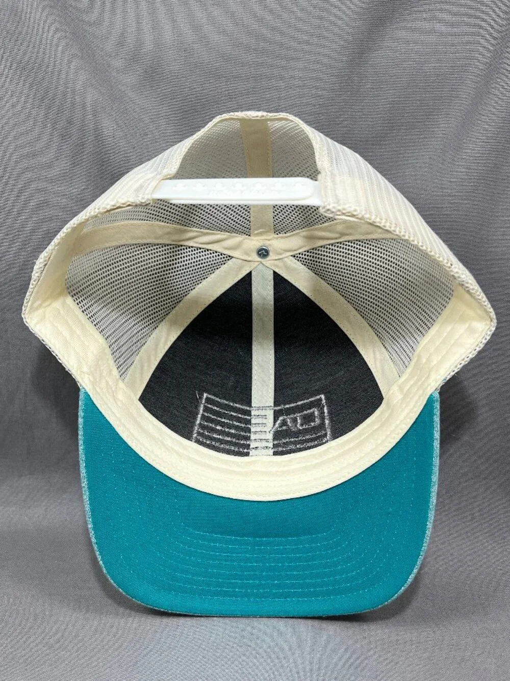Richardson Trucker Hat Blue Teal Ivory Mesh Snapback Fishing Flag Signatures Cap